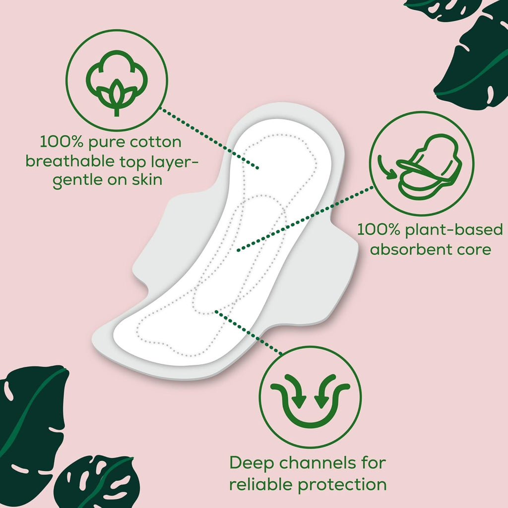 Cotton Topsheet Pads, Ultra Thin Pads with Wings, Unscented Menstrual Pads, 96 Count R3573
