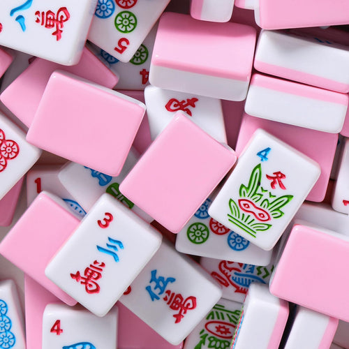 166 Pink Mahjong Set with Bag and 4 Racks C886