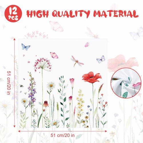 12 Pcs Flower Cloth Napkins J176