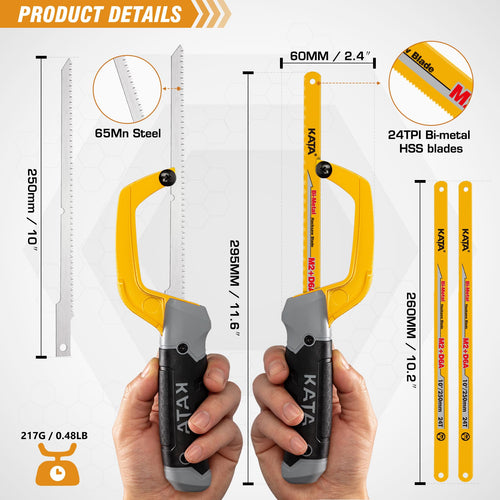 10 Inch Mini Hacksaw with 4-Piece Blades D98604