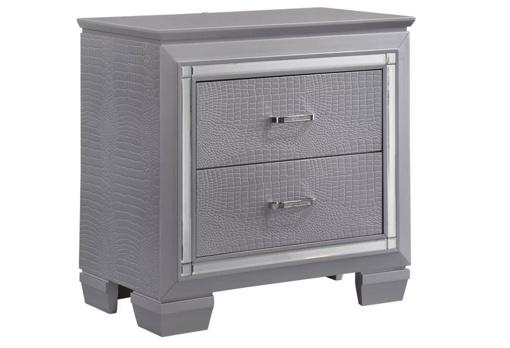 King Size 6pc Upholstered Bed Dresser Mirror Nightstand Chest R20206