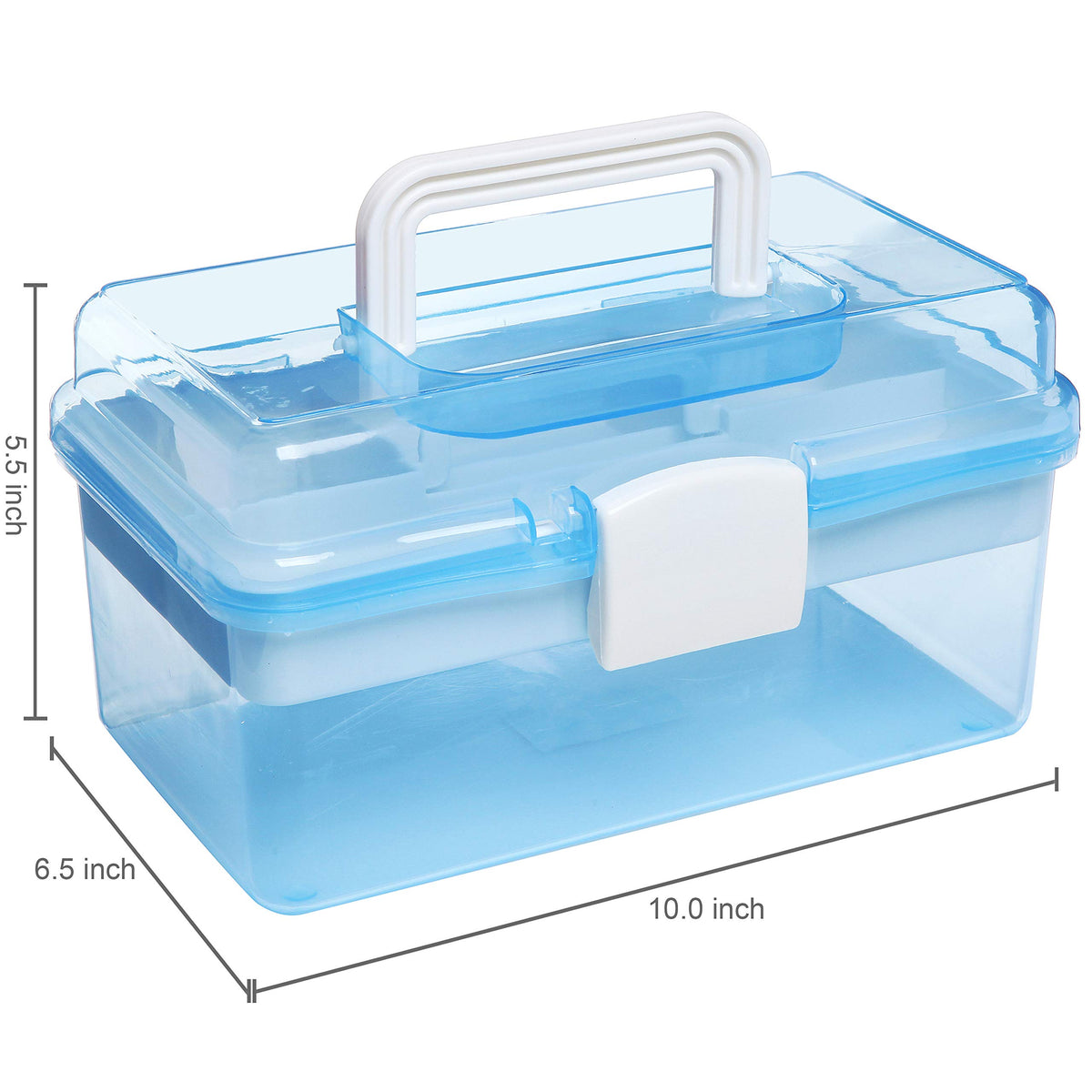 10 Inch Blue Plastic Storage Box with Removable Tray M647