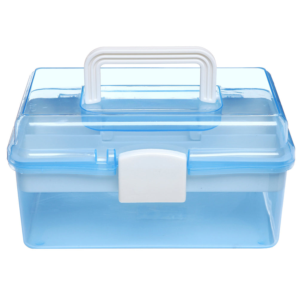 10 Inch Blue Plastic Storage Box with Removable Tray M647