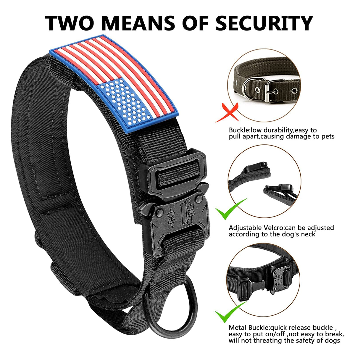 Adjustable Nylon Tactical Dog Collar with Control Handle A91041