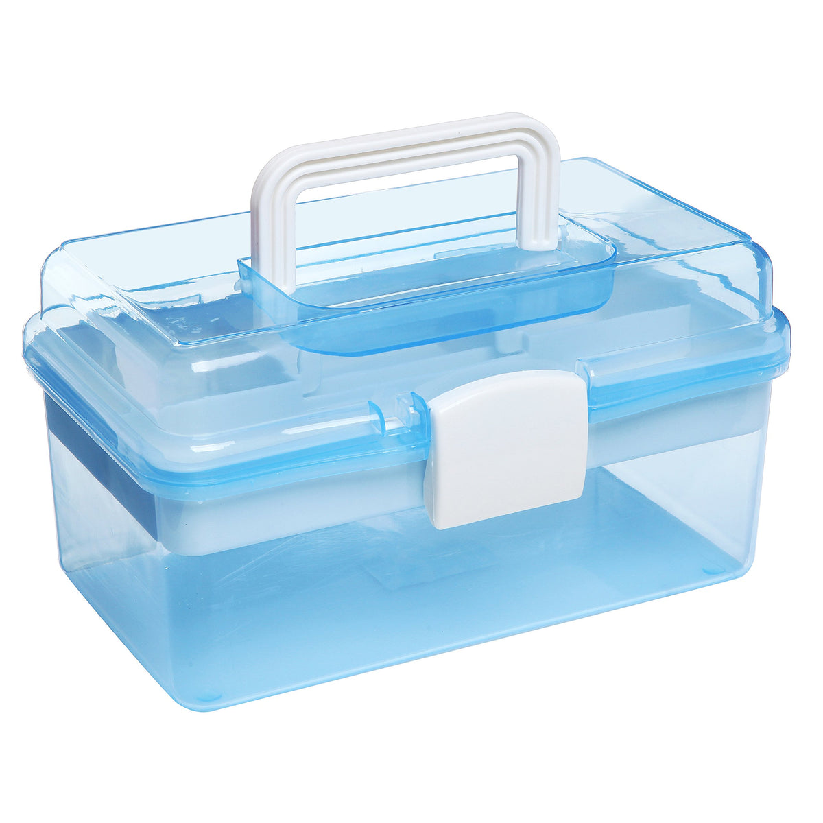 10 Inch Blue Plastic Storage Box with Removable Tray M647