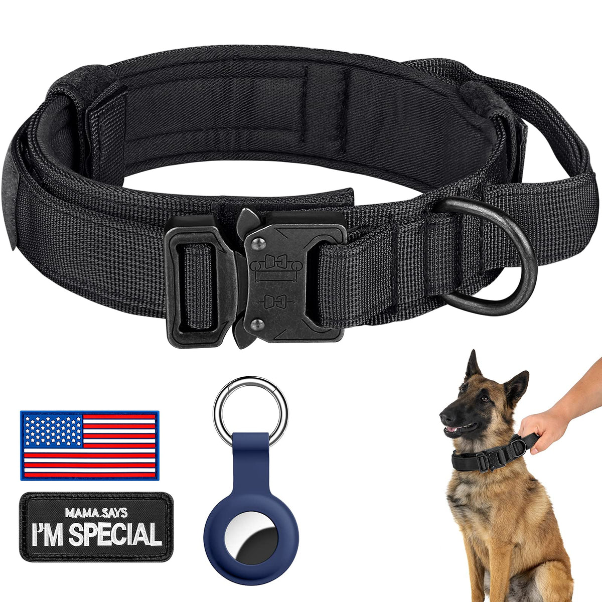 Adjustable Nylon Tactical Dog Collar with Control Handle A91041