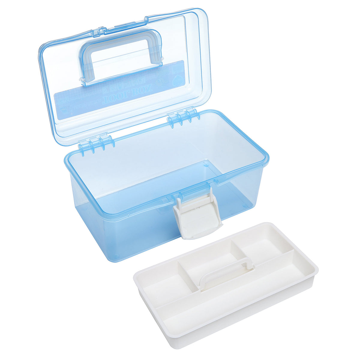 10 Inch Blue Plastic Storage Box with Removable Tray M647