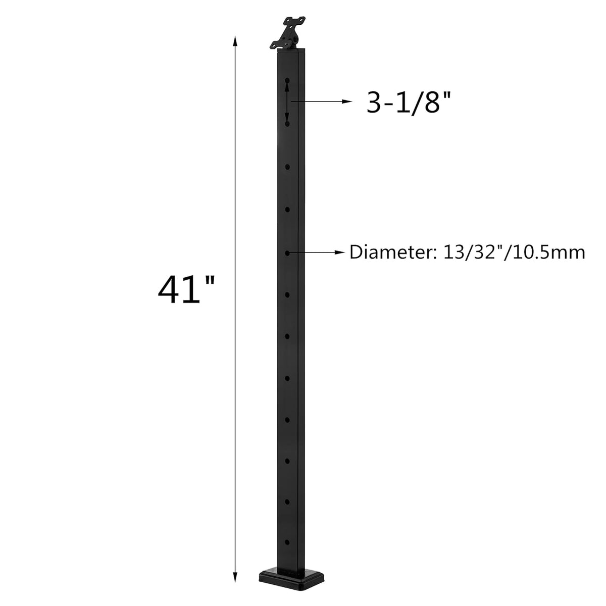 Black 42x1x2 Stainless Steel Square Cable Railing Post O627